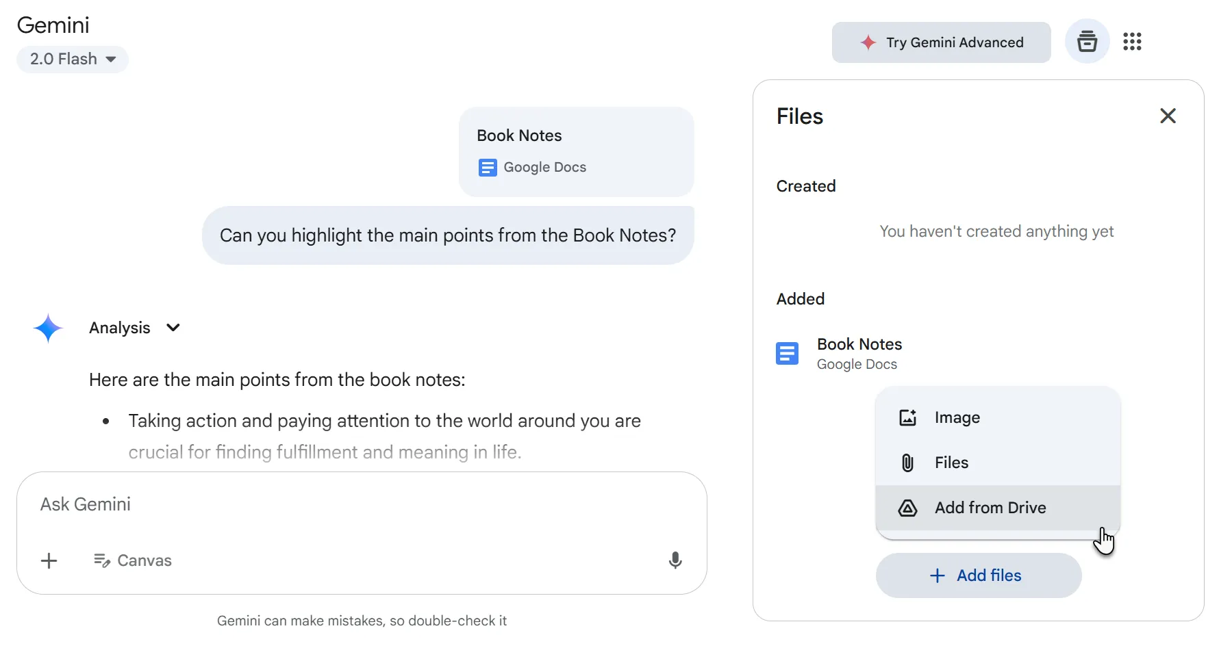 Sử dụng AI Gemini để phân tích và tóm tắt ghi chú Google Docs