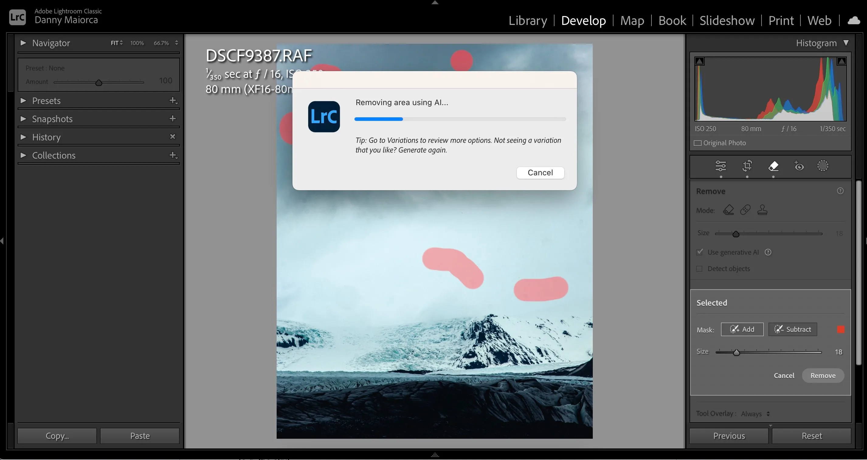 Sử dụng công cụ Xóa Khuyết Điểm bằng AI tạo sinh (Generative AI Spot Removal) trong Adobe Lightroom