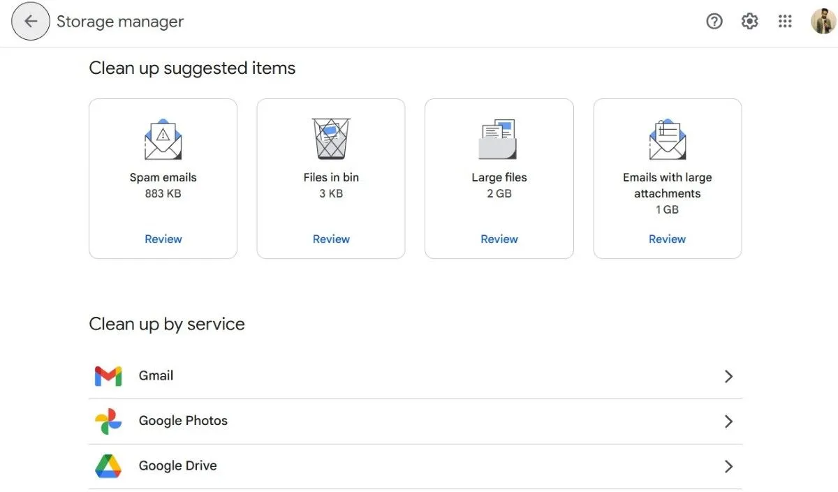 Sử dụng gợi ý dọn dẹp của Trình quản lý bộ nhớ Google Drive