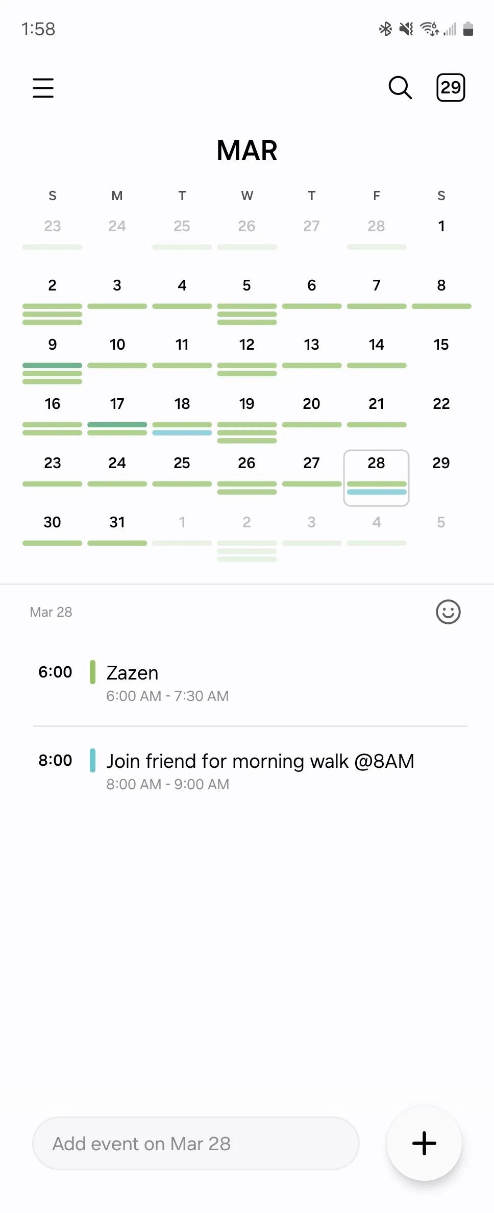 Sự kiện 'Parent Teacher Conference @4PM' đã được tự động tạo trong Lịch Samsung chỉ bằng một câu lệnh đơn giản.