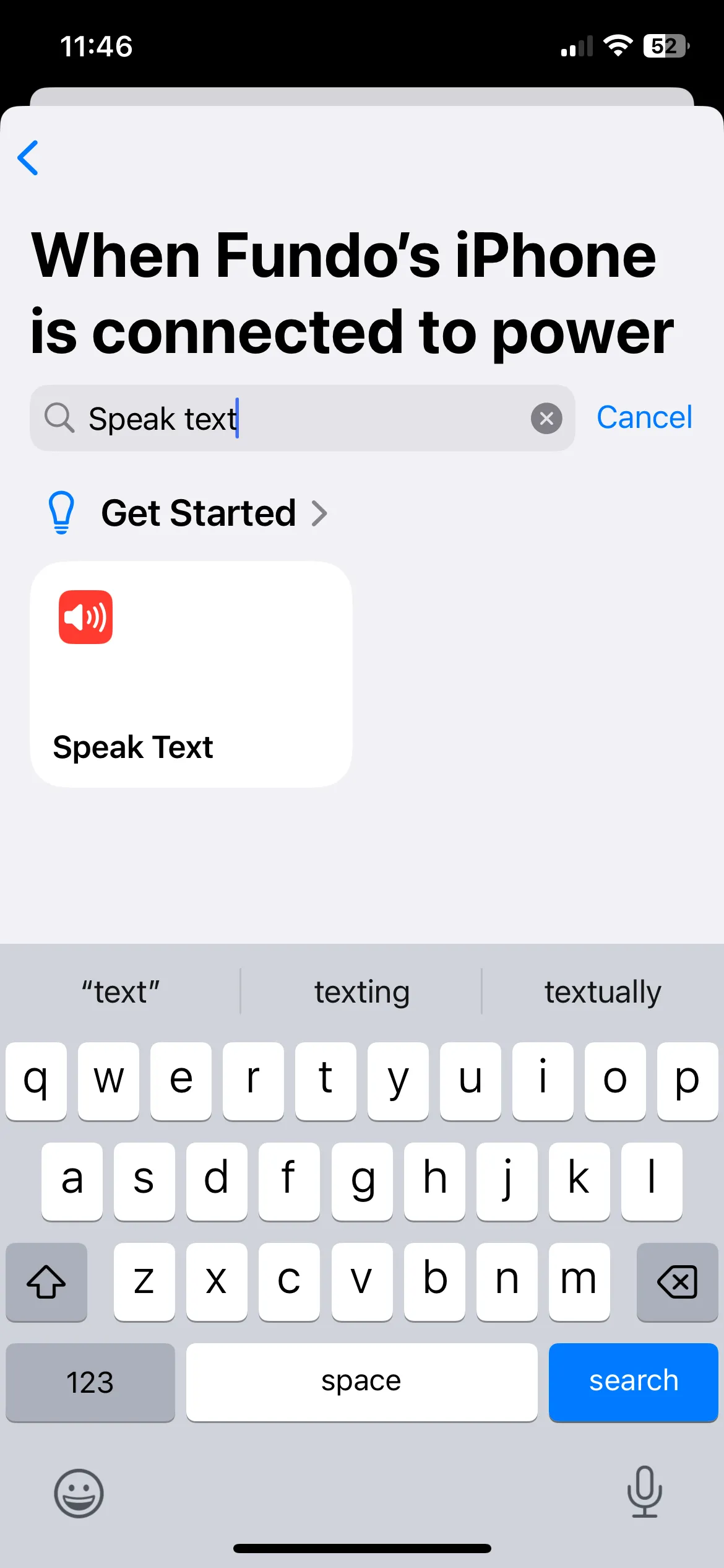 Tác vụ Đọc Văn bản của Siri trong ứng dụng Phím tắt iPhone để tùy chỉnh âm thanh sạc