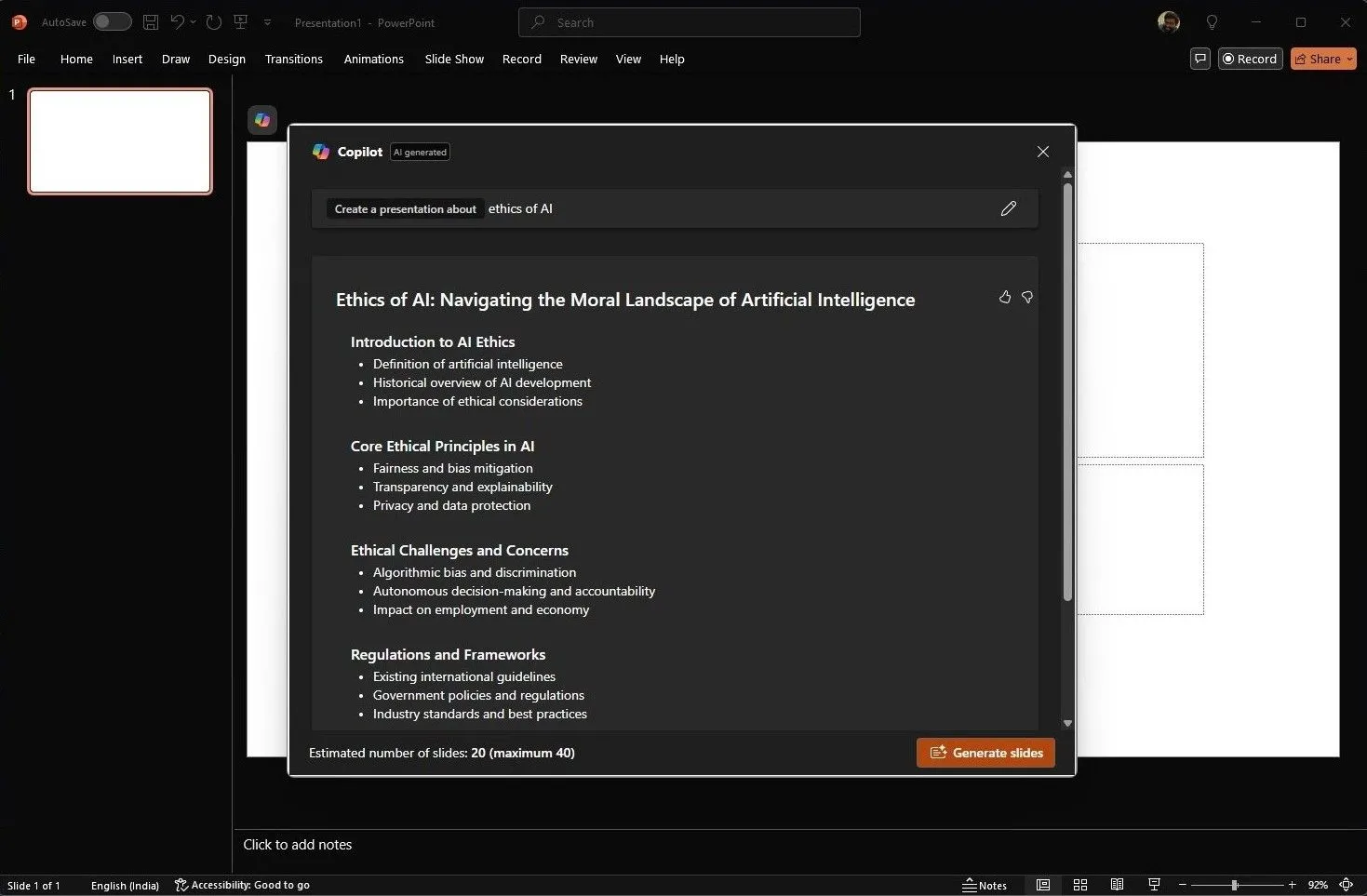 Tạo bản trình bày mới bằng Copilot trong Microsoft PowerPoint