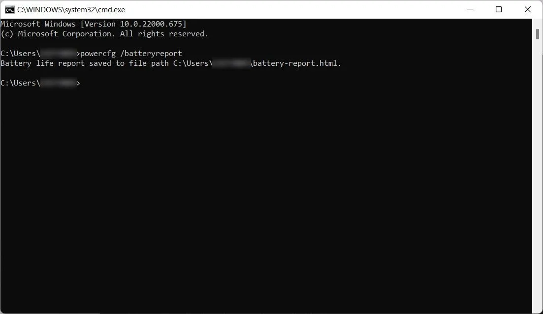 Tạo báo cáo pin laptop bằng Command Prompt