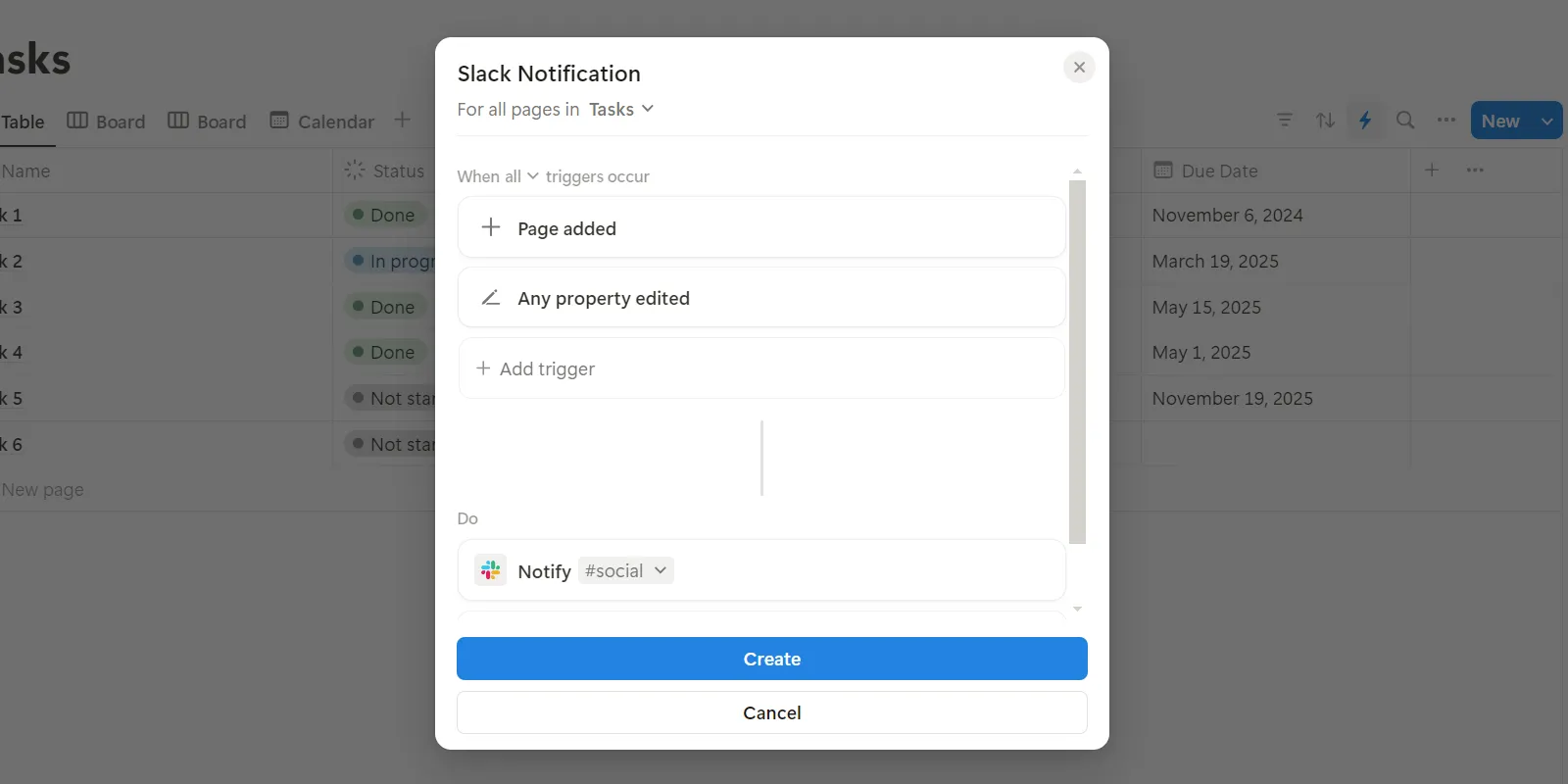 Tạo tự động hóa cho thông báo Slack trong Notion, minh họa khả năng tích hợp
