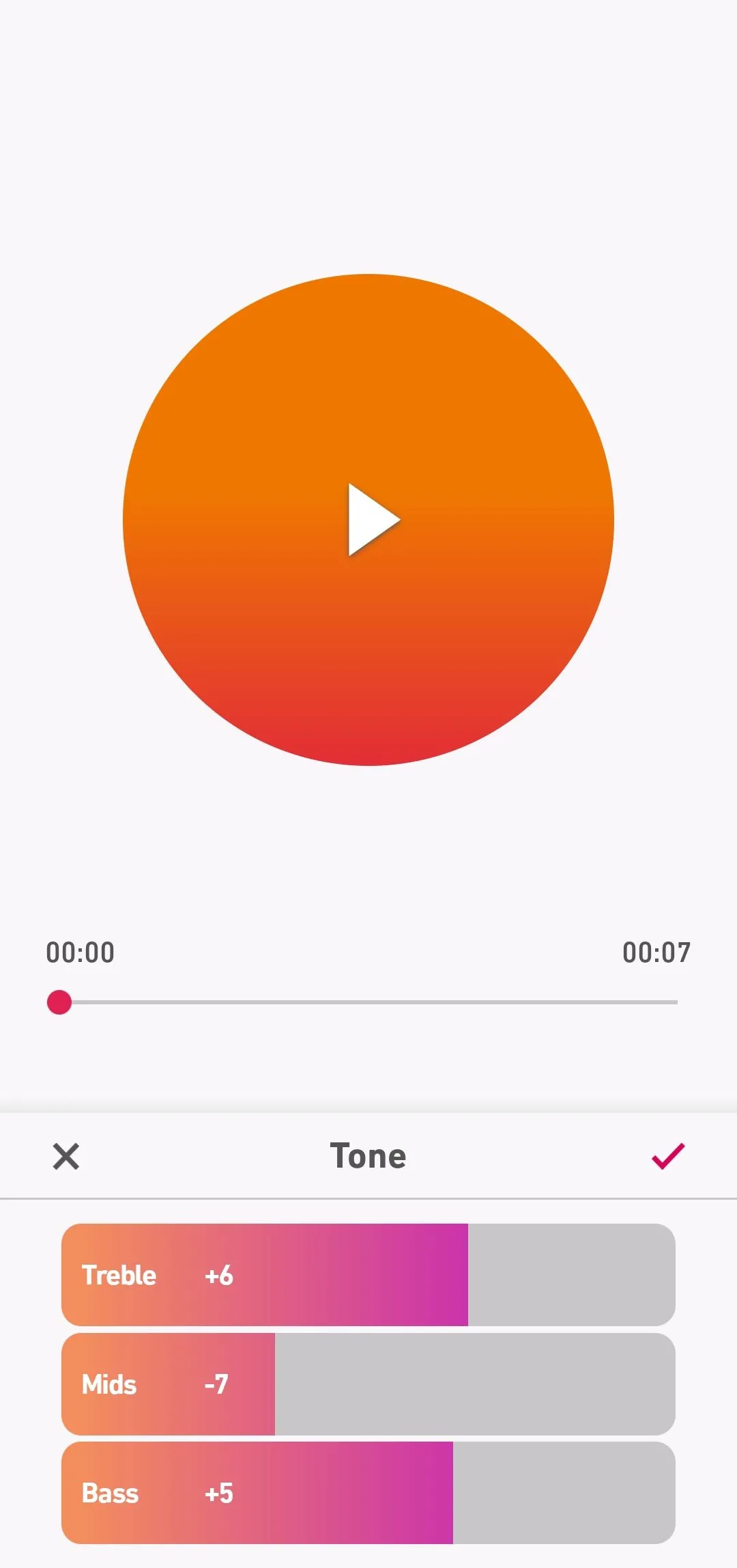 Thanh trượt điều chỉnh Treble, Mid, Bass thủ công trong Dolby On