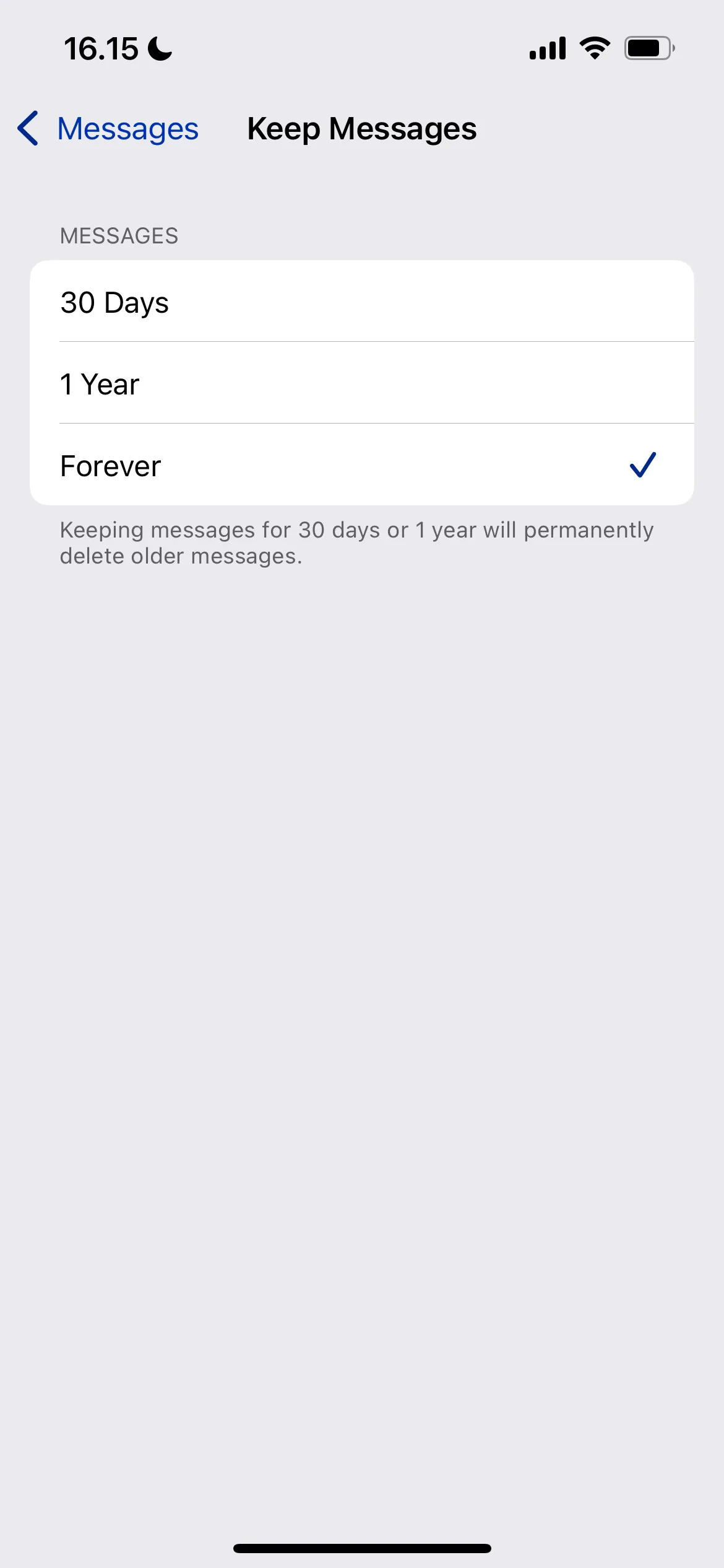 Thay đổi thời gian lưu tin nhắn trong cài đặt iPhone để tiết kiệm dung lượng iCloud