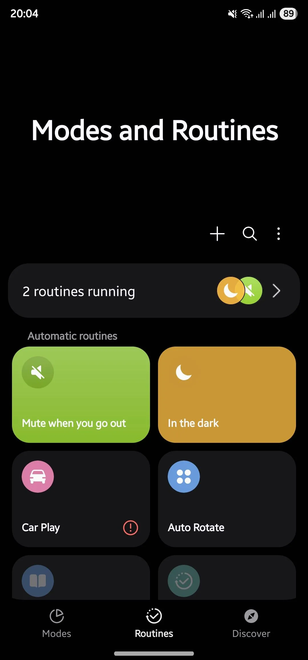 Thẻ Quy trình trong ứng dụng Chế độ và Quy trình trên điện thoại Samsung.