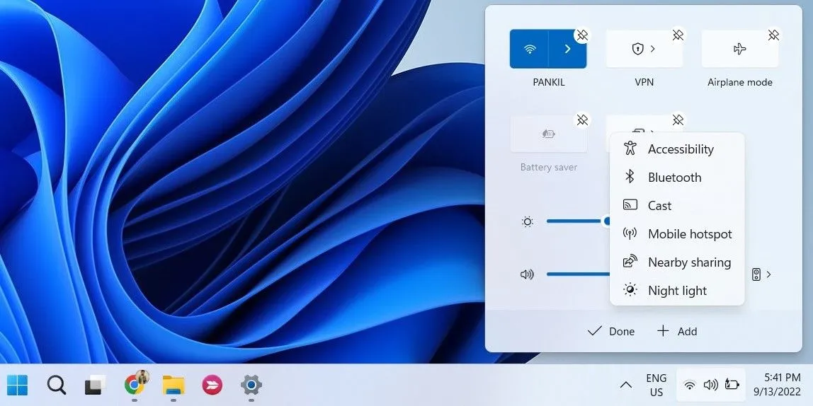 Thêm nút Bluetooth vào bảng Quick Settings trên Windows 11 khi bị mất