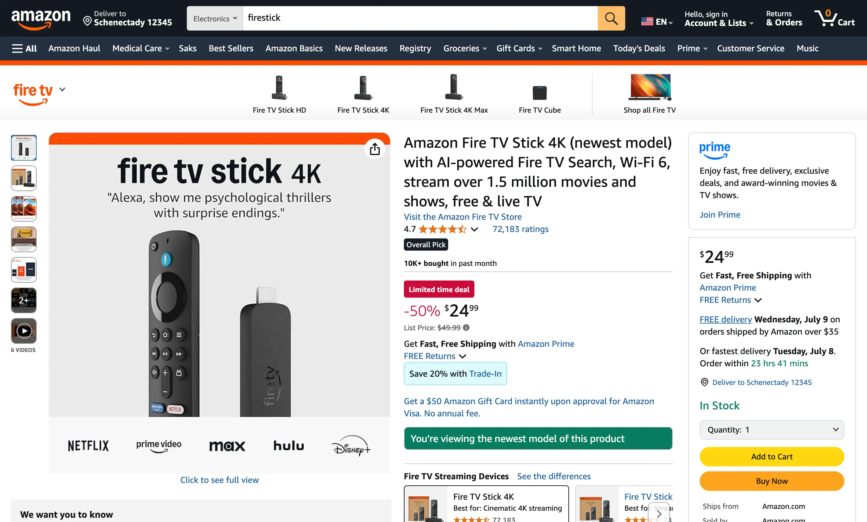 Thiết bị truyền phát trực tuyến Amazon Fire TV Stick 4K, ví dụ cho việc kiểm tra thông số kỹ thuật chi tiết