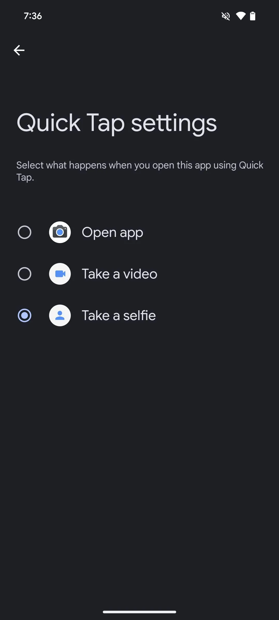 Thiết lập cử chỉ Chạm Nhanh để mở ứng dụng Camera ở chế độ selfie trên điện thoại Pixel.
