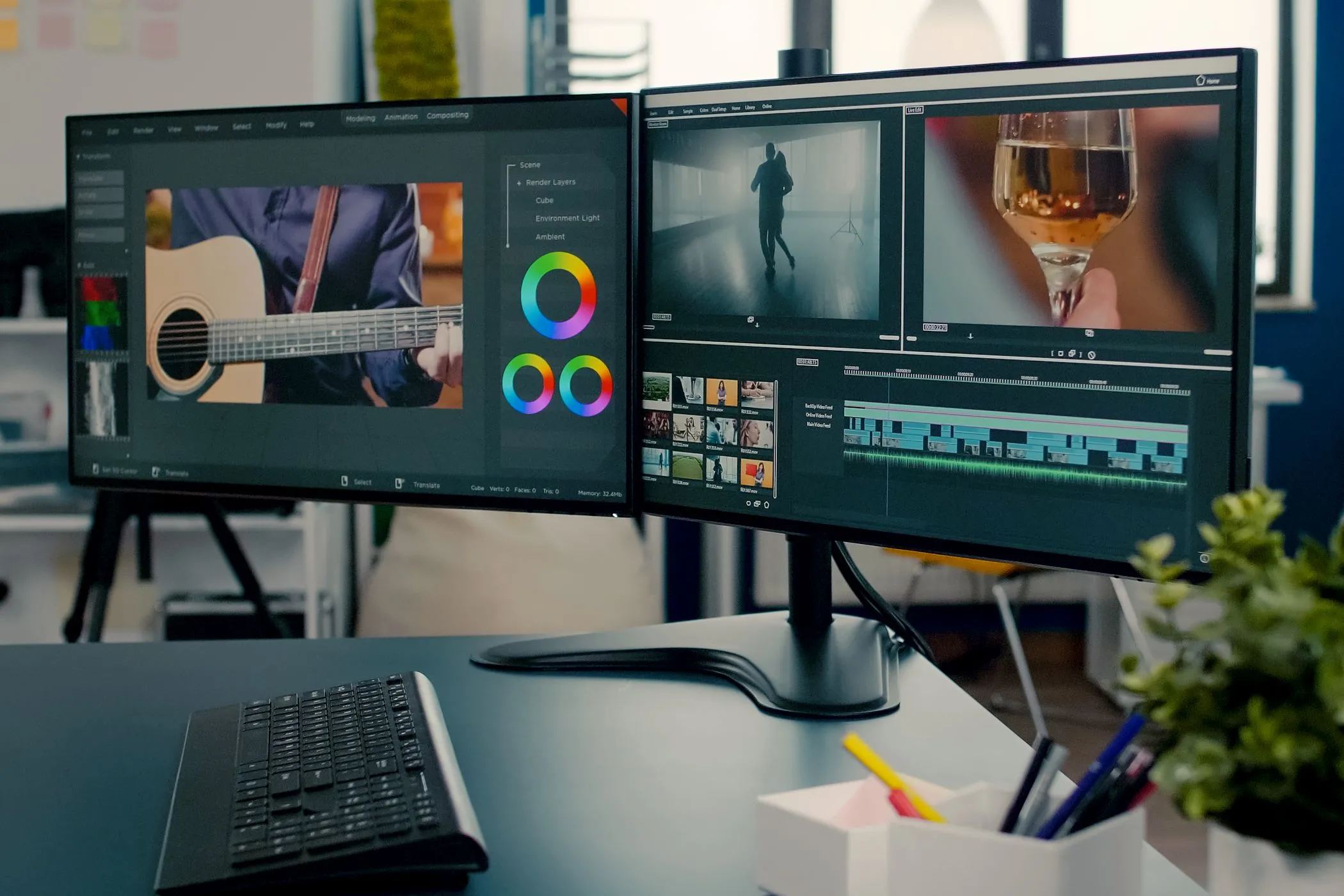 Thiết lập đa màn hình với phần mềm chỉnh sửa video trên máy tính để bàn