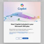 Thông báo cập nhật Copilot hiển thị trong ứng dụng Microsoft Word