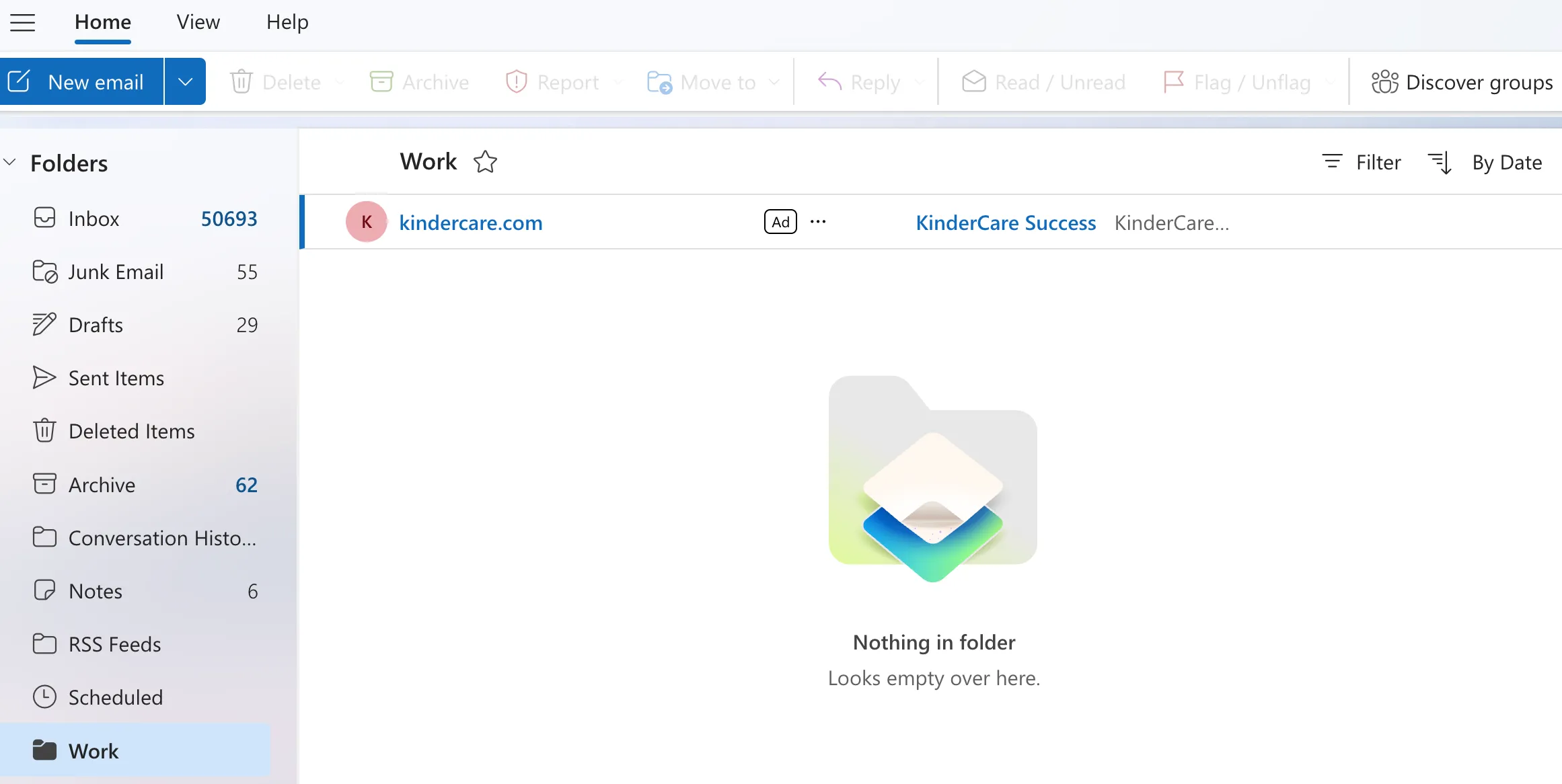 Thư mục trong hộp thư đến Microsoft Outlook, thể hiện khả năng tổ chức