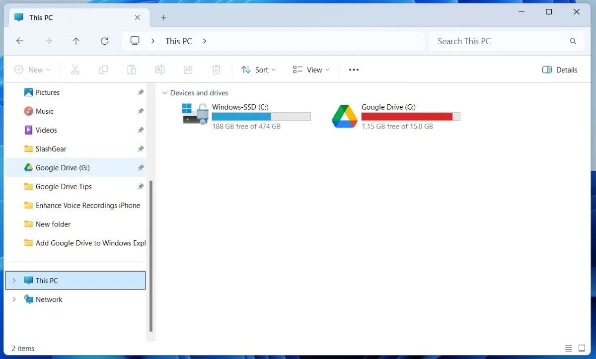 Tích hợp Google Drive trong File Explorer Windows 11