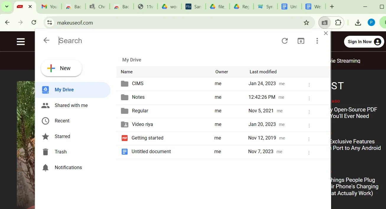 Tiện ích Checker Plus hiển thị Google Drive trong trình duyệt
