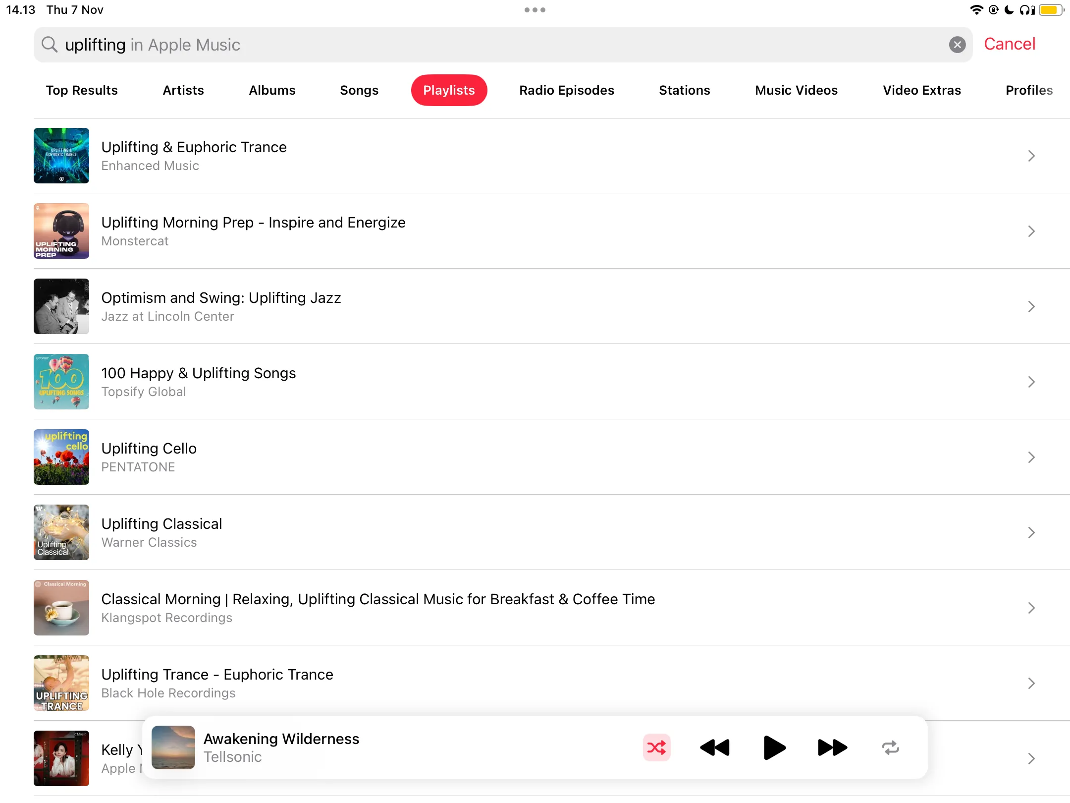 Tìm kiếm playlist nhạc tích cực bằng từ khóa trên Apple Music