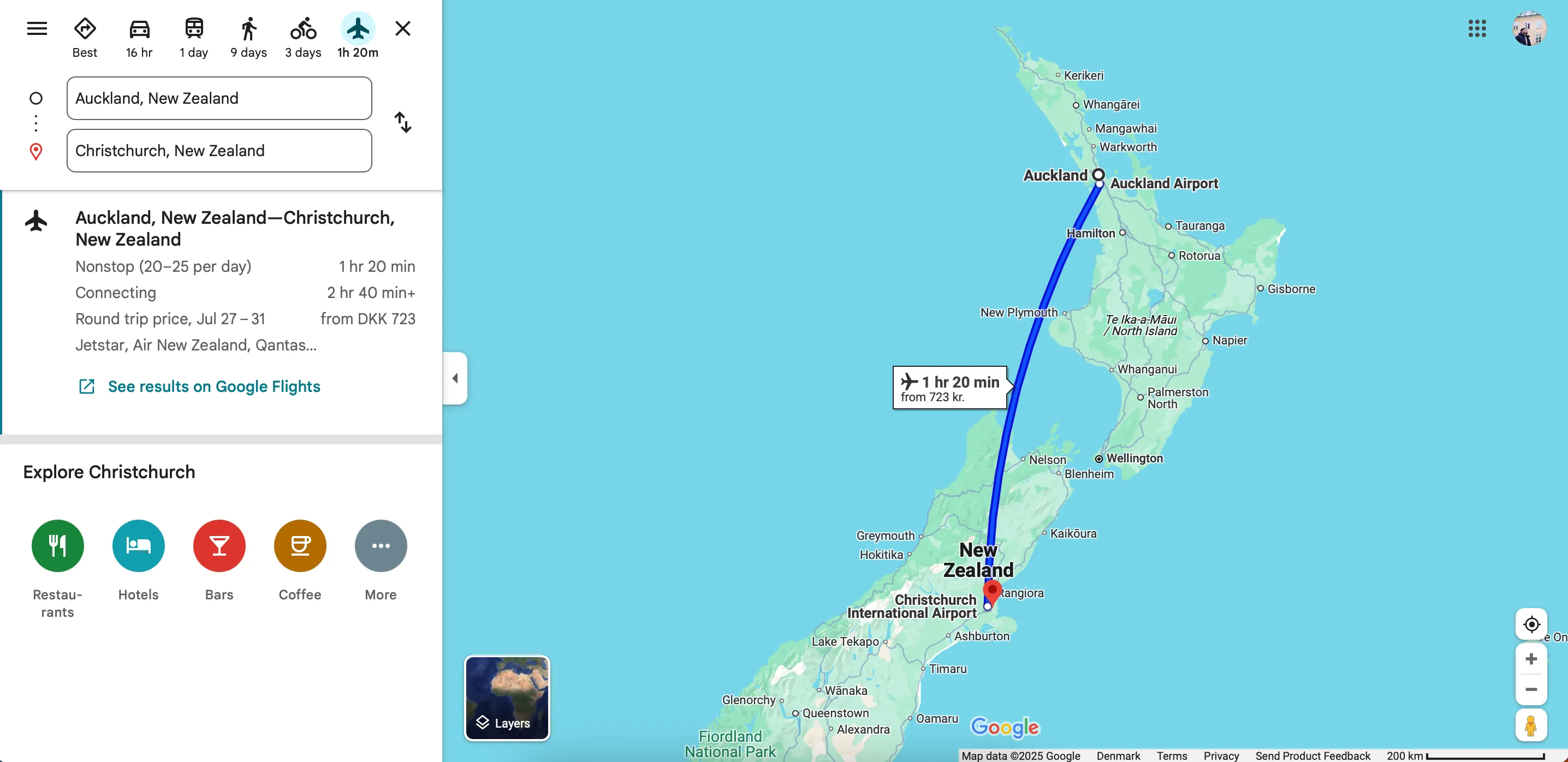 Tìm kiếm và lên kế hoạch chuyến bay trực tiếp trên Google Maps