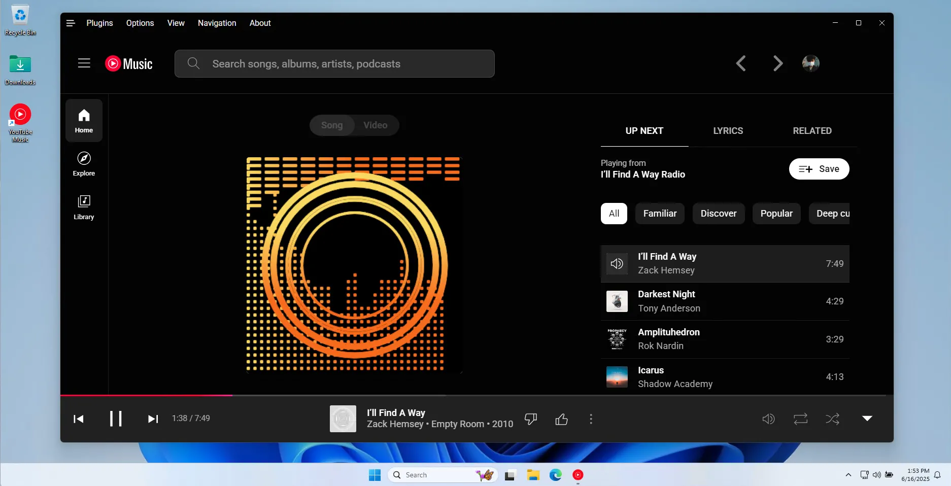 Tính năng audio visualizer độc đáo trên Custom YouTube Music Desktop