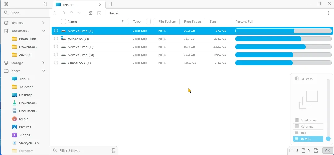 Tính năng hiển thị nhiều bảng điều khiển của File Pilot trên Windows 11