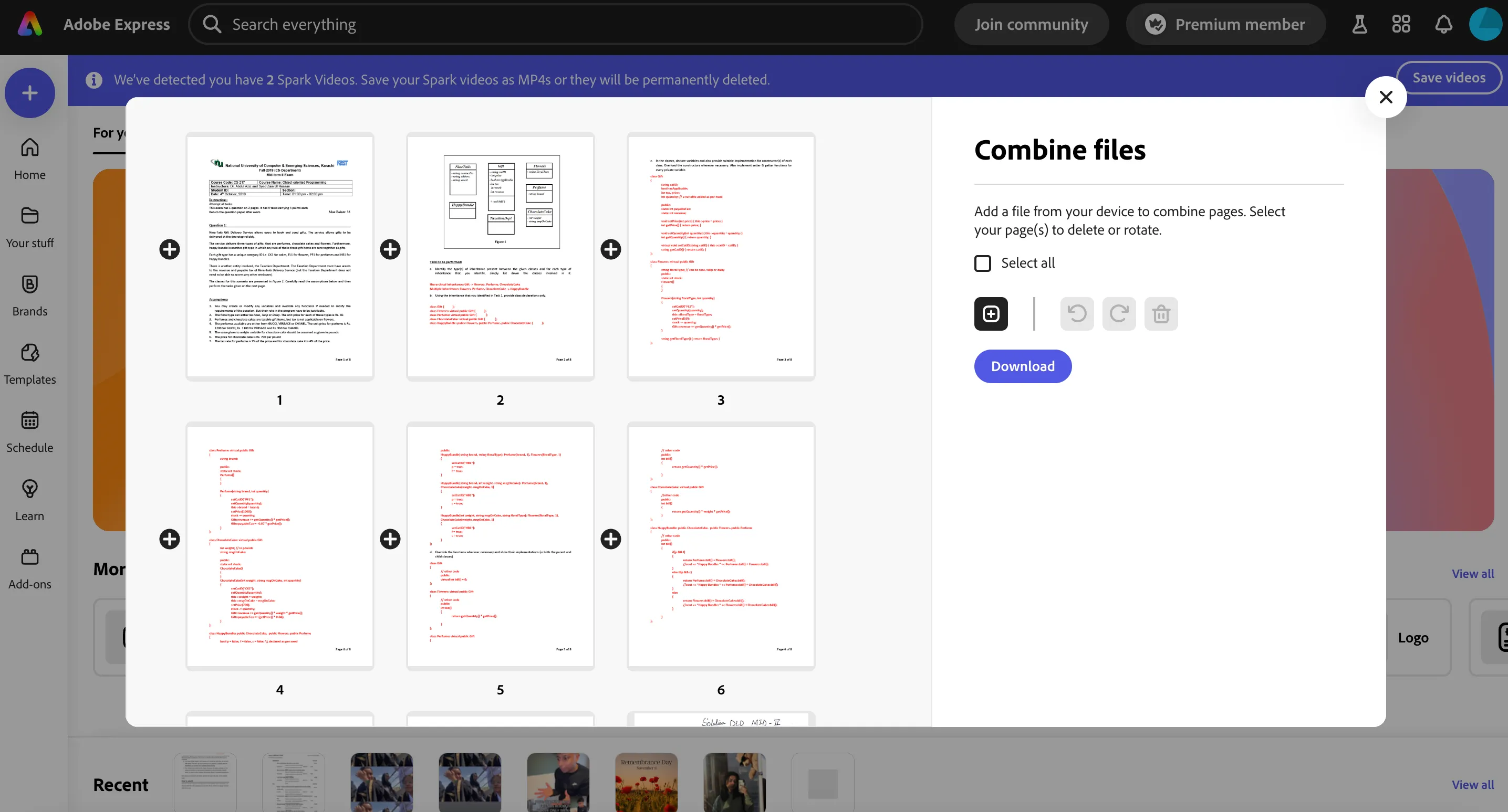 Tính năng Kết hợp tệp (Combine Files) trong Adobe Express giúp gộp nhiều định dạng tài liệu thành một PDF duy nhất