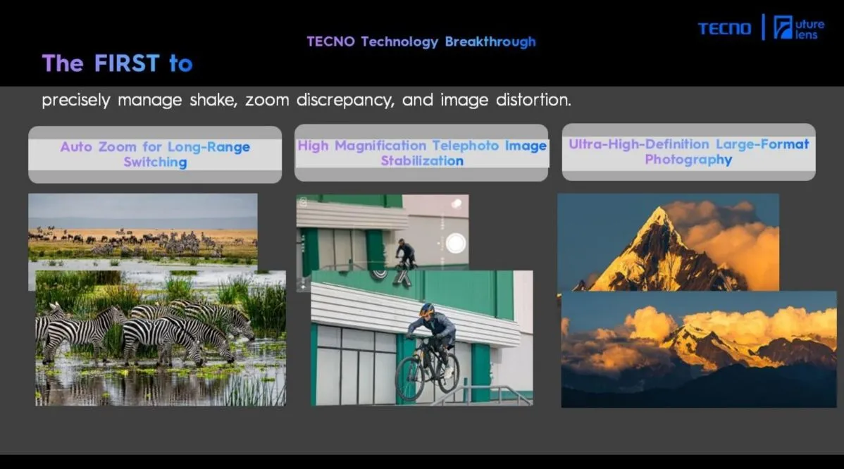Tính năng ống kính tele lăng kính kép Tecno Tap Any Zoom
