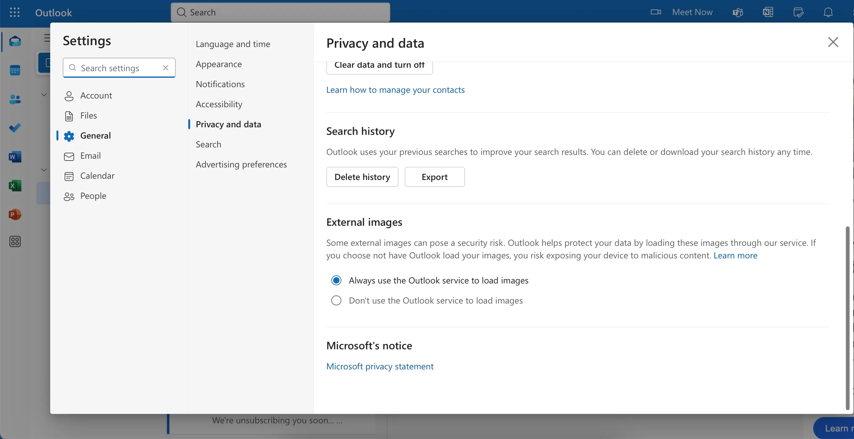 Tính năng tải hình ảnh bên ngoài trong ứng dụng Outlook