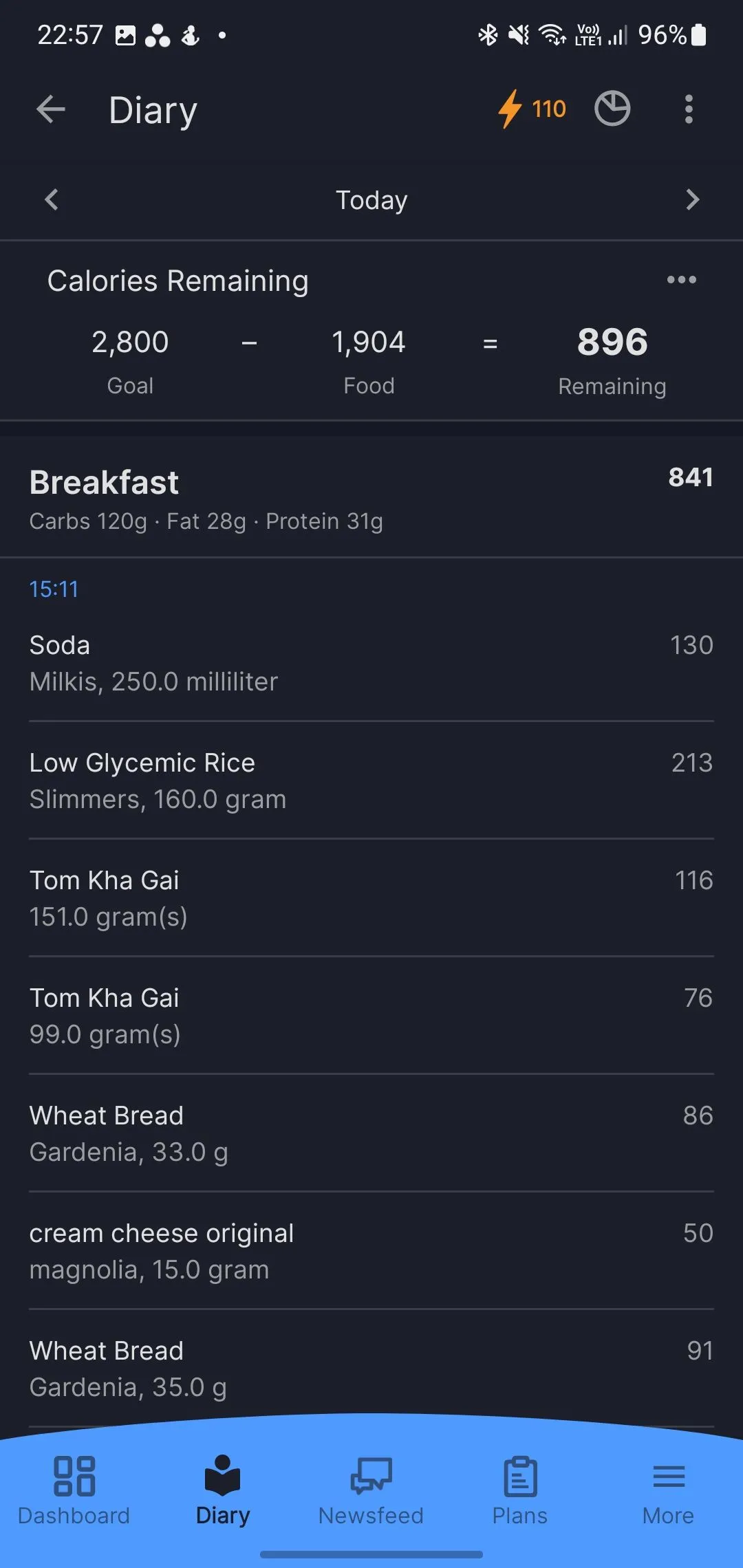 Tính năng theo dõi lượng calo nạp vào trên ứng dụng MyFitnessPal, hỗ trợ mục tiêu giảm cân và sức khỏe
