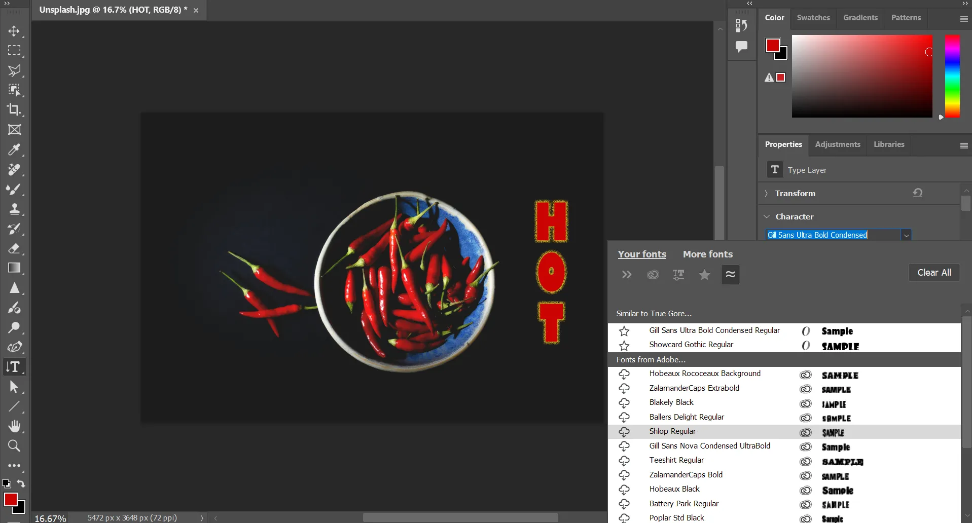 Tính năng tìm kiếm font tương tự trong Font Browser của Adobe Photoshop, giúp người dùng dễ dàng khám phá các kiểu chữ liên quan