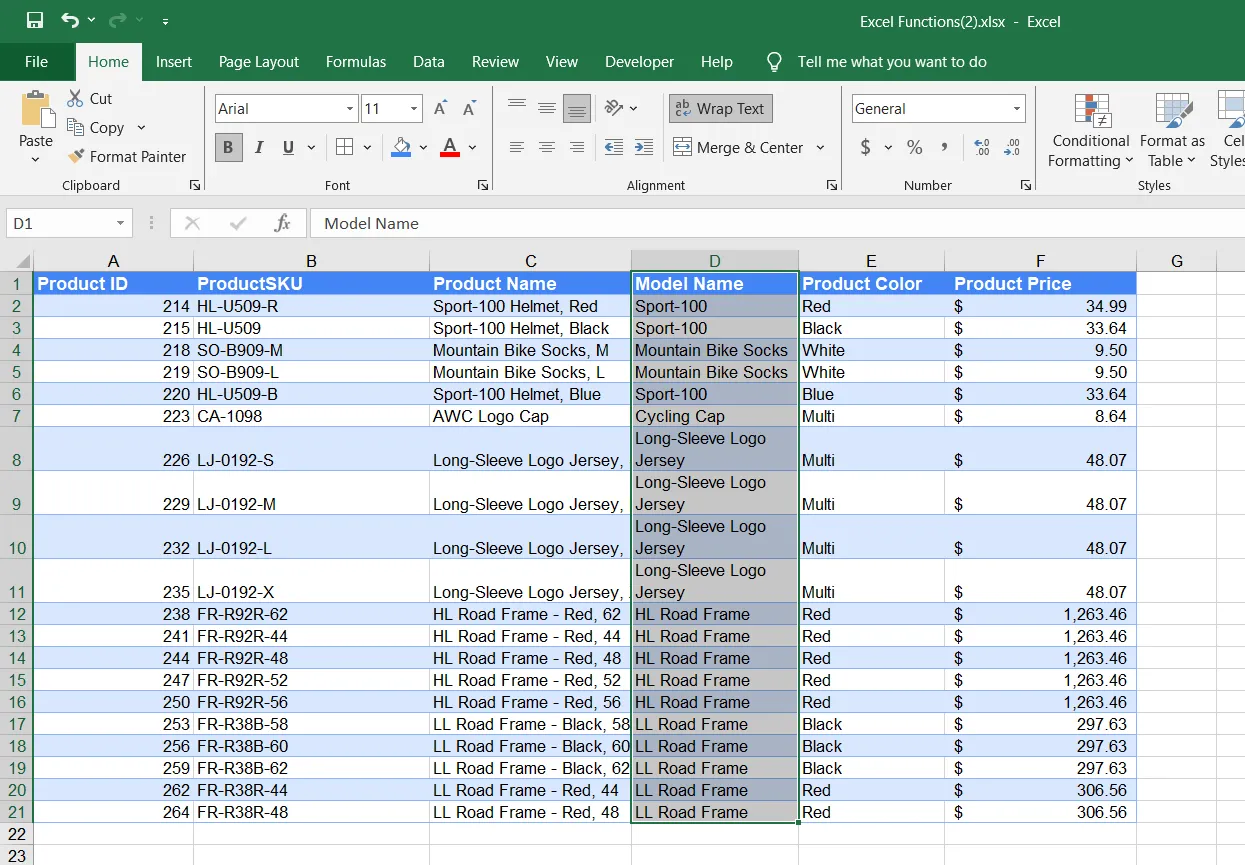 Tính năng tự động xuống dòng (Text Wrap) trong Microsoft Excel, minh họa giao diện làm việc cá nhân ban đầu của Excel.