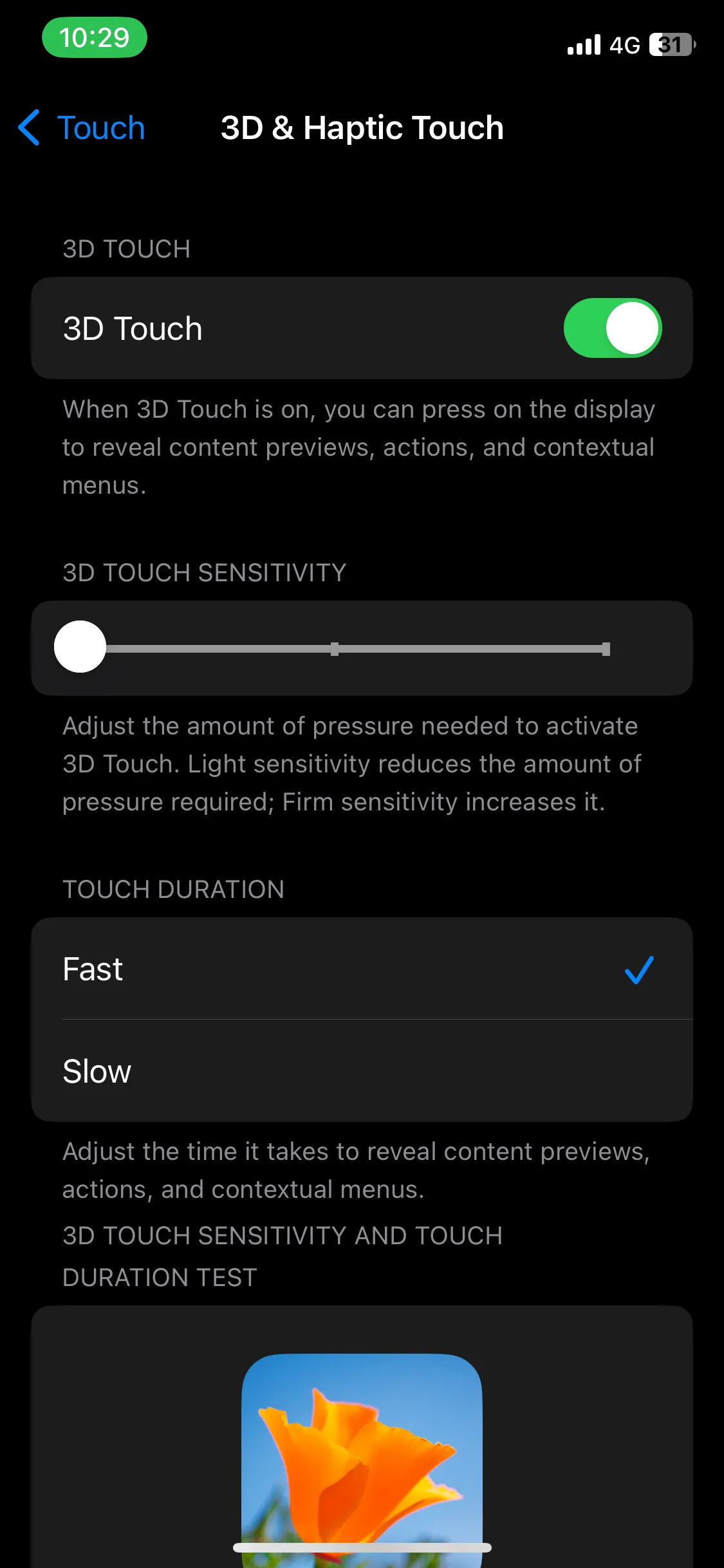 Trang 3D &amp; Haptic Touch trong ứng dụng Cài đặt iOS