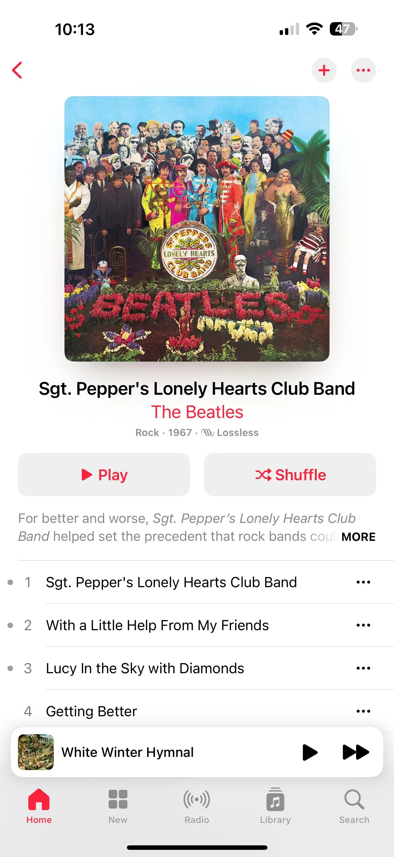 Trang album của Apple Music.