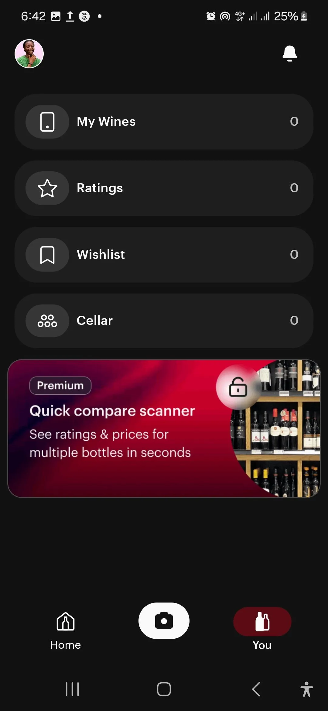 Trang cá nhân của người dùng trên ứng dụng Vivino hiển thị các loại rượu đã đánh giá