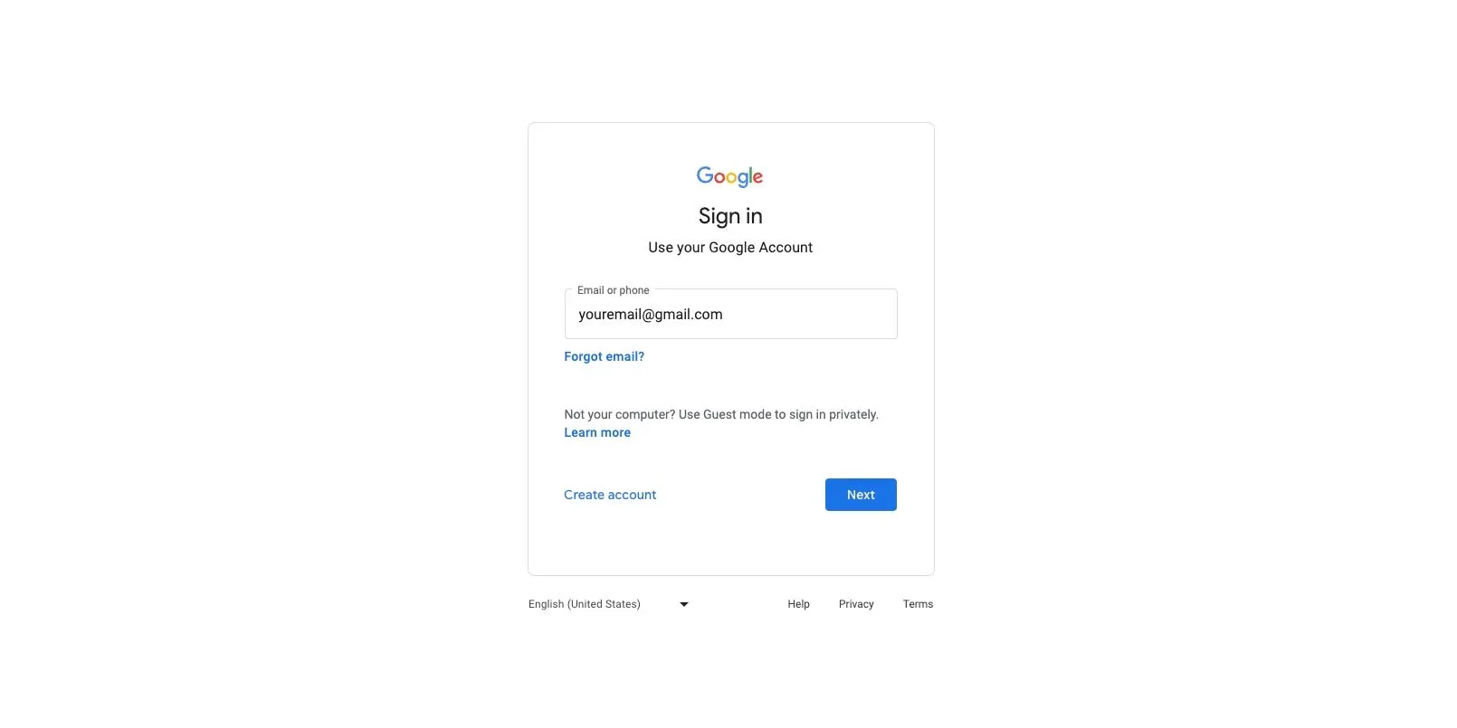 Trang đăng nhập tài khoản Google để xác thực ứng dụng