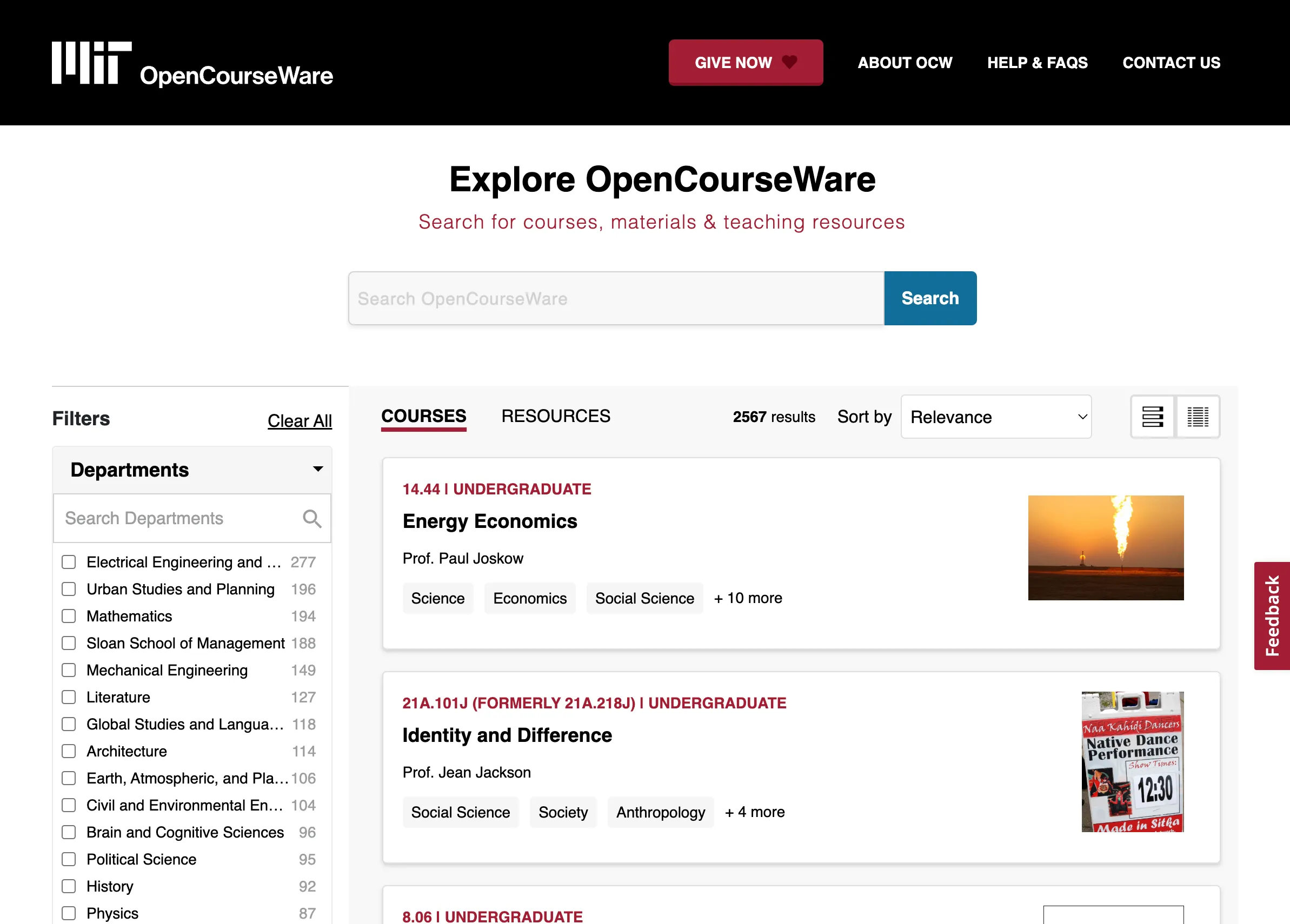 Trang duyệt khóa học và tài liệu miễn phí trên MIT OpenCourseWare