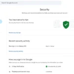 Trang quản lý hoạt động bảo mật tài khoản Google