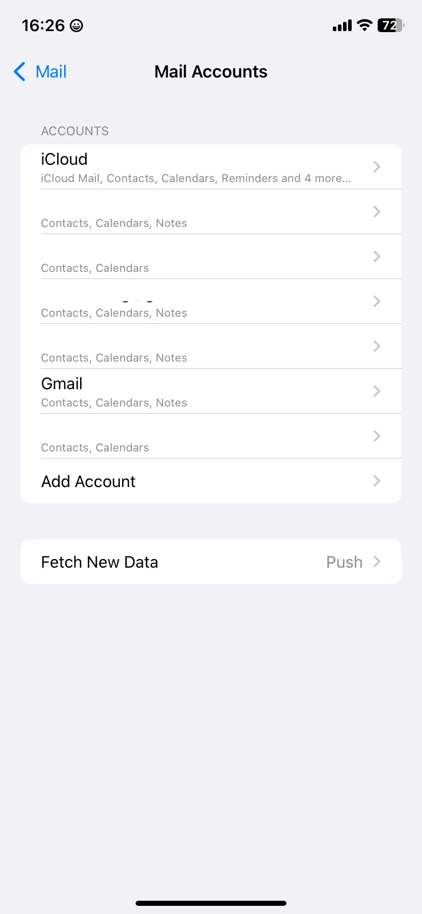 Trang &quot;Tài khoản Mail&quot; trên iOS để cấu hình chế độ Push hoặc Fetch email