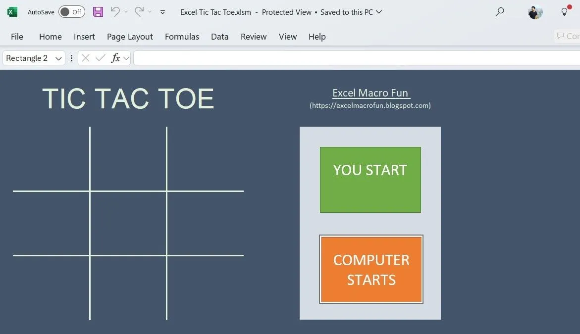 Trò chơi Tic-Tac-Toe được tạo trong Microsoft Excel