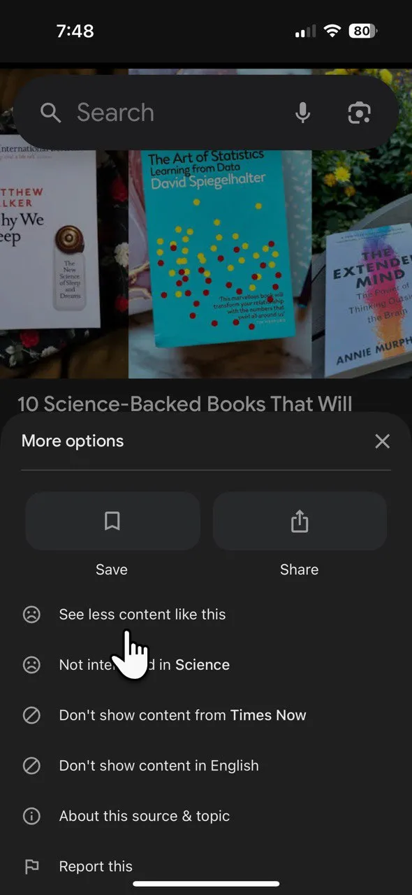 Tương tác &quot;Thích&quot; hoặc &quot;Xem ít nội dung tương tự&quot; trên Google Discover