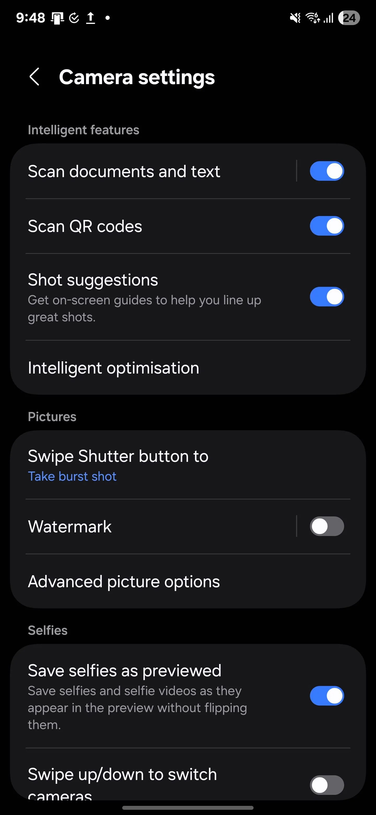 Tùy chỉnh hành động vuốt nút chụp để tạo ảnh GIF trên camera Samsung