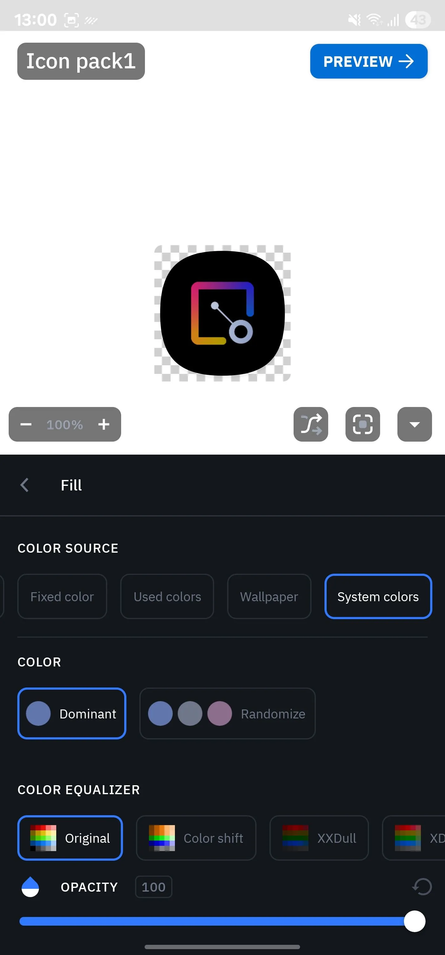 Tùy chỉnh màu sắc biểu tượng trong Icon Pack Studio thông qua Smart Launcher
