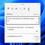 Tùy chọn ghim mục trong lịch sử Clipboard của Windows 11