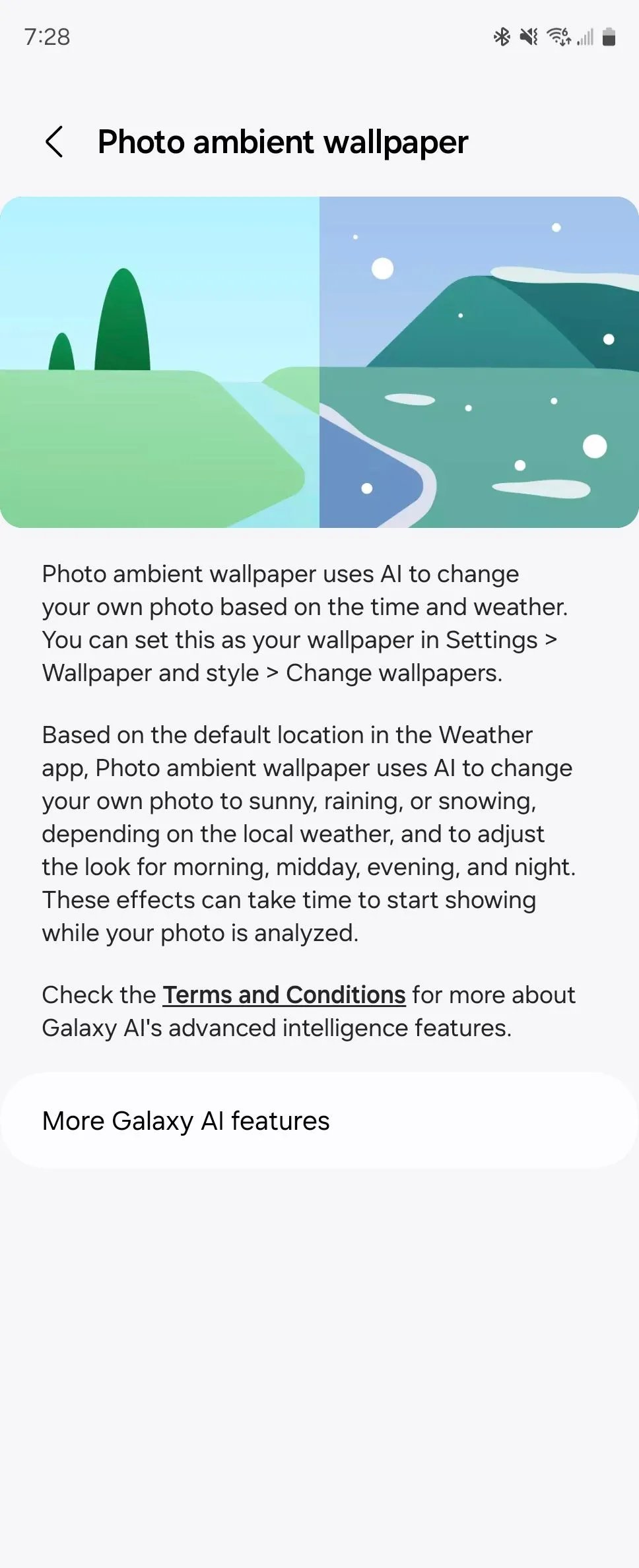Tùy chọn hình nền môi trường (Photo Ambient Wallpaper) trong cài đặt Galaxy AI