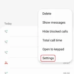 Tùy chọn mở cài đặt cuộc gọi trong ứng dụng Điện thoại Samsung