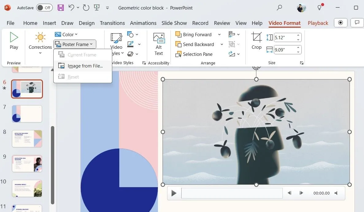 Tùy chọn Poster Frame trong cài đặt video PowerPoint