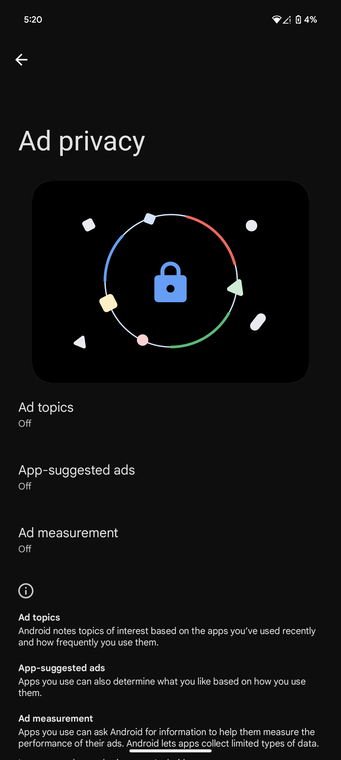 Tùy chọn tắt quảng cáo cá nhân hóa trong cài đặt quảng cáo của Google trên thiết bị Android