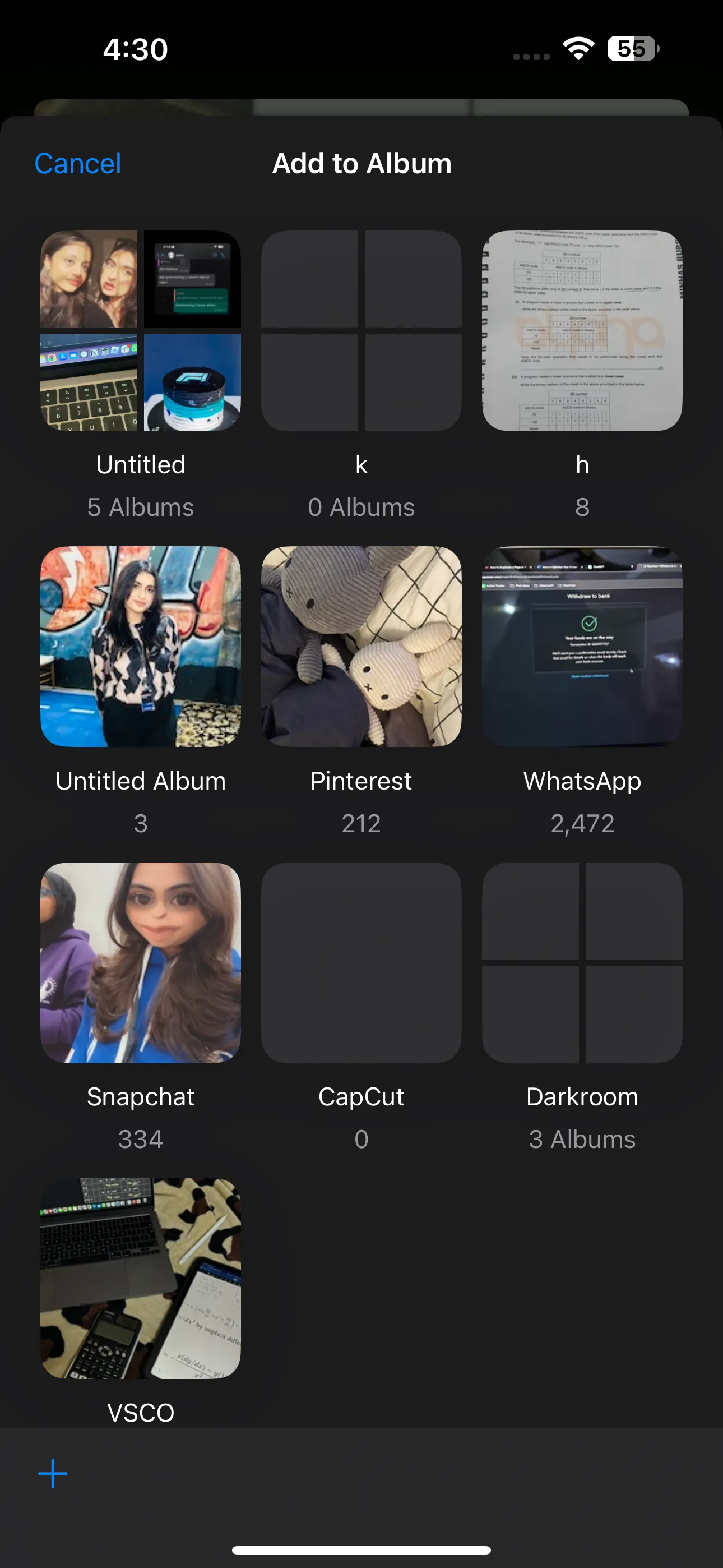 Tùy chọn thêm hình ảnh vào album trong ứng dụng Ảnh iPhone