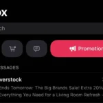 Ứng dụng Mail Apple với các danh mục như "Promotions" và email từ Overstock