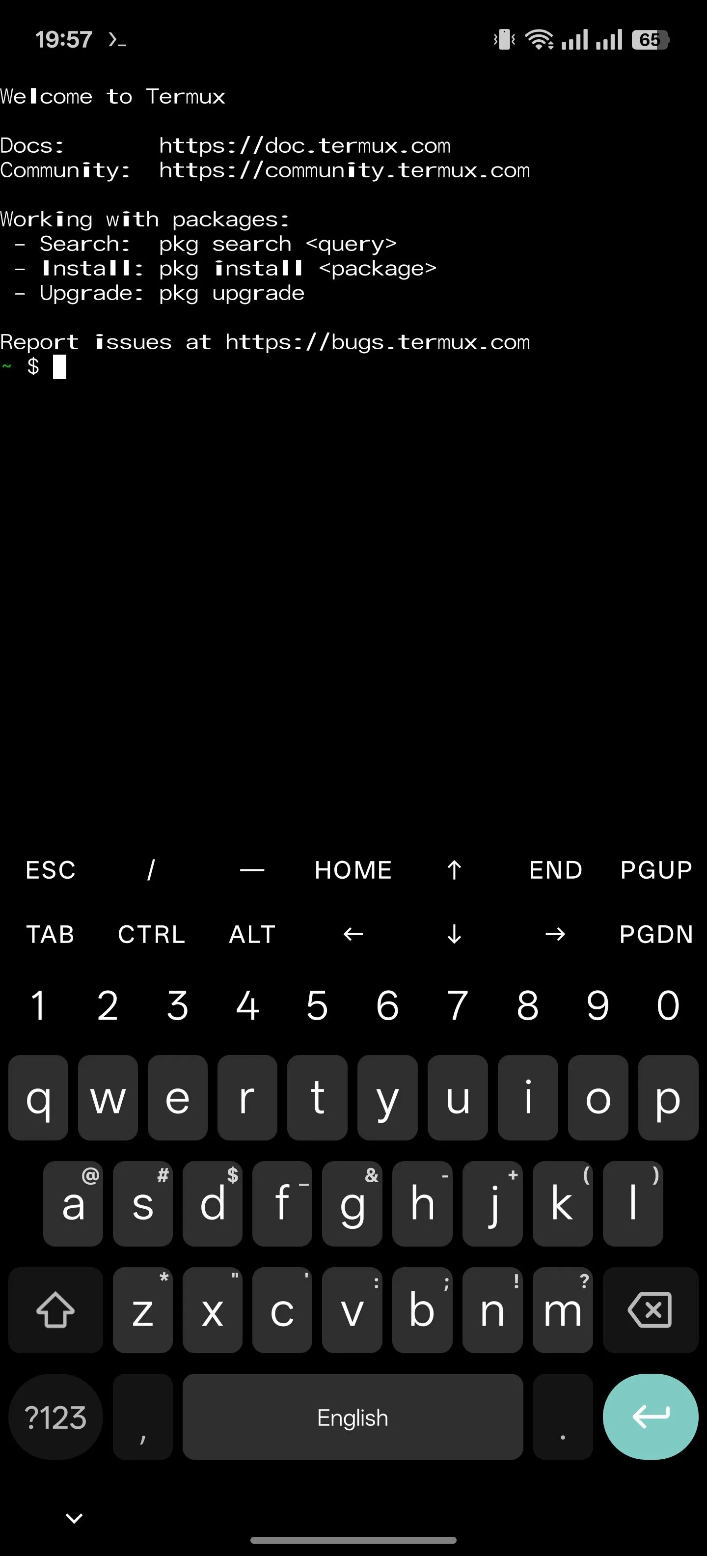 Ứng dụng Termux trên điện thoại Android.