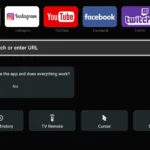 Ứng dụng trình duyệt đang mở trên Smart TV với giao diện thân thiện