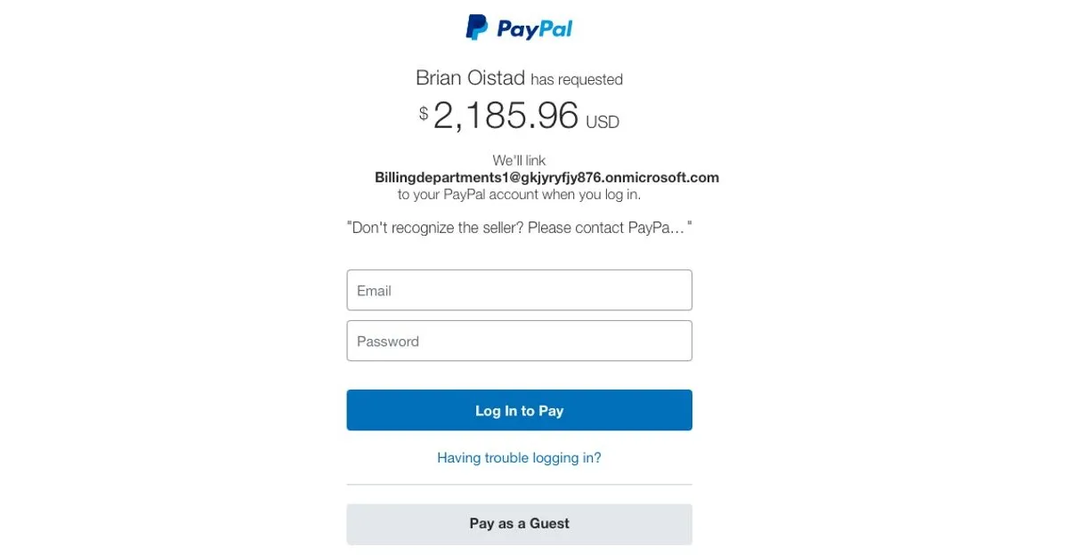 Ví dụ chiêu trò lừa đảo PayPal yêu cầu người dùng liên kết tài khoản